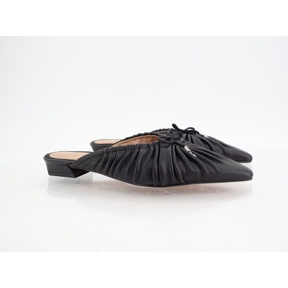 Sam Edelman Julia Pump Mule Size 7M Black Leather Ruched Pointed Flat - Picture 1 of 10